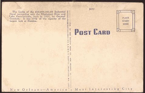 1921 Industrial Canal Opens - back of postcard