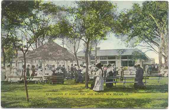 1890s ? Postcard - An afternoon at Spanish Fort Resort